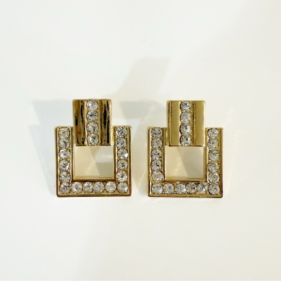 AMBER SCEATS X Revolve Square Earrings in Gold Crystal Rhinestone - Picture 2 of 4
